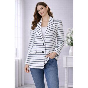 New w Tags, Ann Taylor Navy/White Stripped Blazer Jacket SZ 6